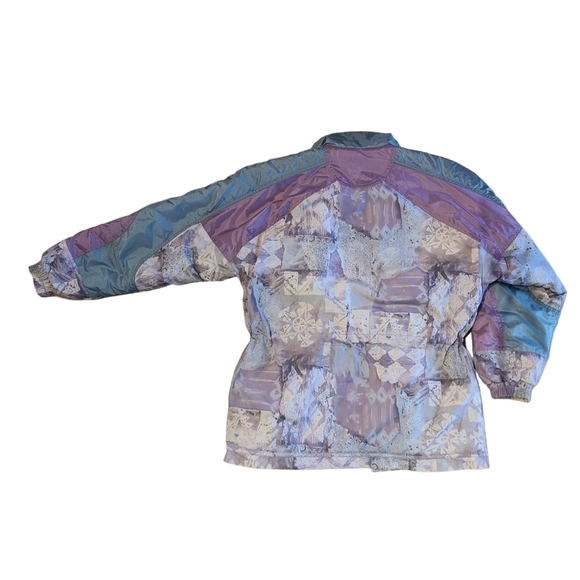 NEVADA Skiwear: Vintage 80's Insulated Ski Jacket, Patterned Pink/Green: Size L - Picture 5 of 9